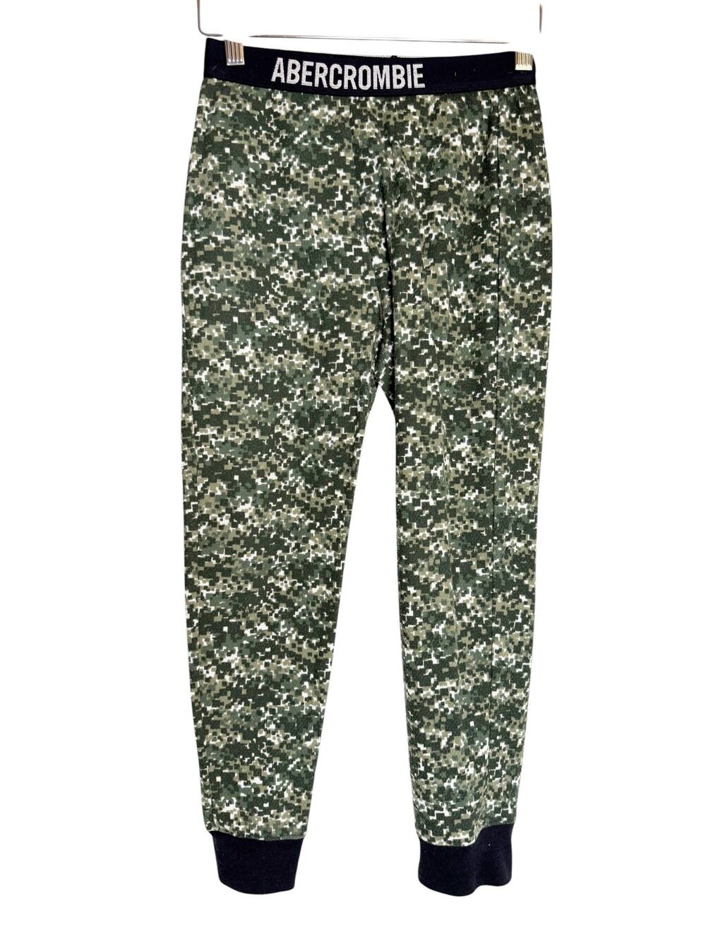 Abercrombie Kids Green Camouflage Print Logo Waist Sleepwear Pajama Pants 9/10
